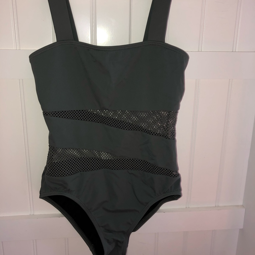 Carmen Marc Valvo green one piece swim suit